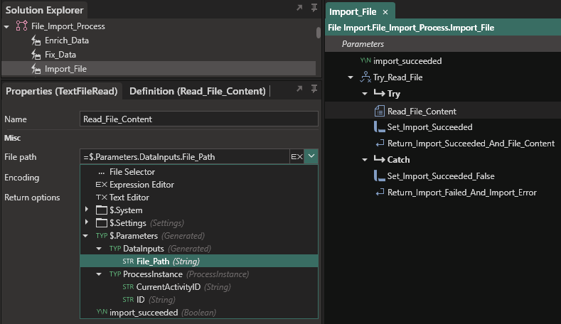Import File Event Handler Input Parameters