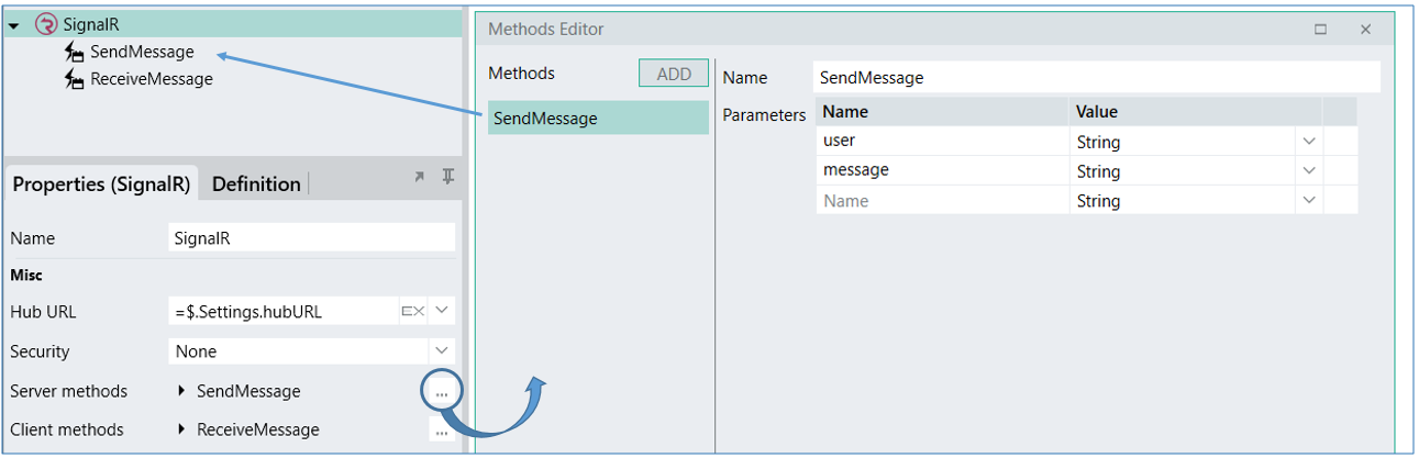 SignalR Methods Editor SignalR methods