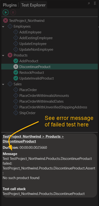 Test Explorer With Error