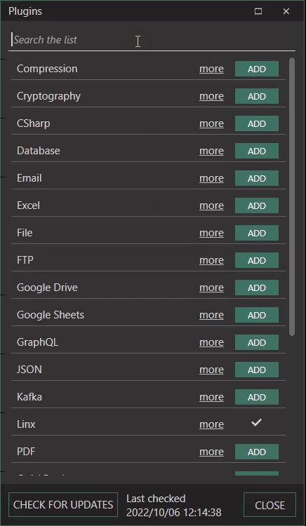 Plugin filter